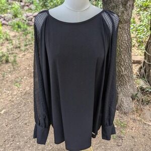 Calvin Klein Black Sheer Sleeve Blouse